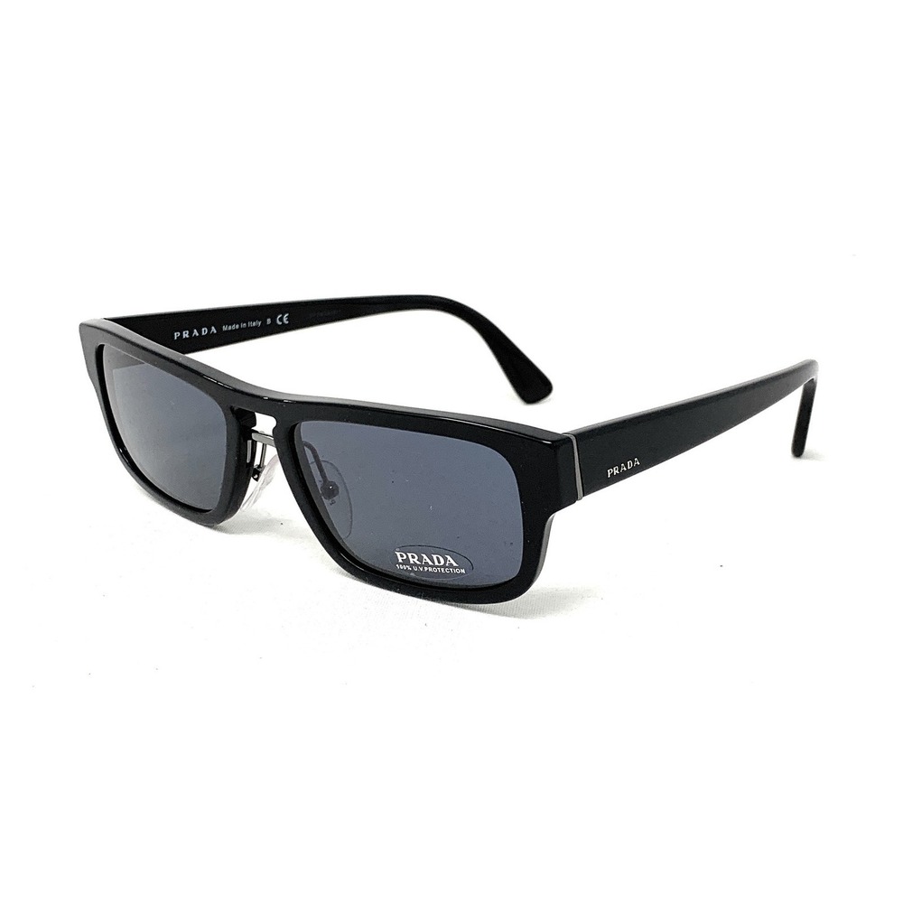 PRADA SPR 05V 1AB-0A9 Men's Rectangular Sunglasses Heritage Black w/ Blue 56mm